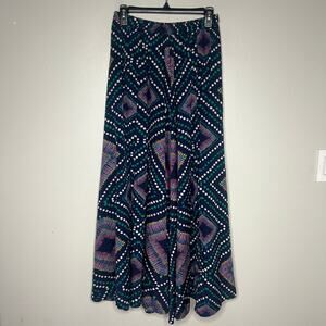 Women's Boho Maxi Skirt Sz. M Geometric Mosaic A-Line Gypsy Multicolor Hippie